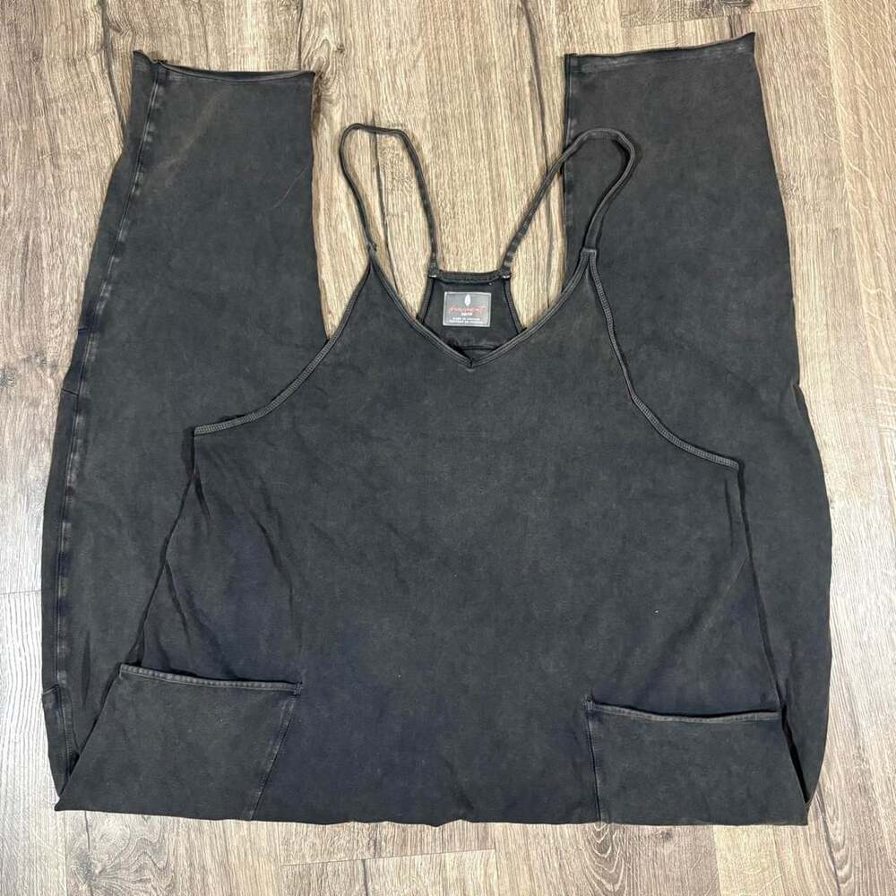 FP Movement Free People Romper Size XS Black Cotton Overalls Jumpsuit